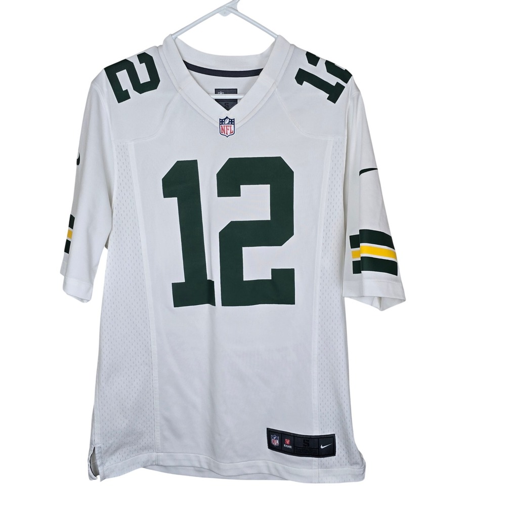 Nike Green Bay Packers Aaron Rodgers 12 On Field Jersey Men's Small White